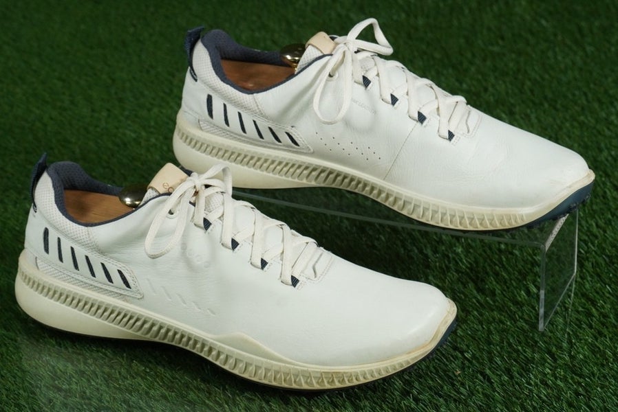 ECCO BIOM HYBRID 3 GOLF SHOES YAK LEATHER MEN'S EU 45 SPIKELESS, WHITE / GREY
