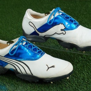 PUMA JIGG GOLF SHOES MENS 10, WHITE / BLUE ~ 185320 02