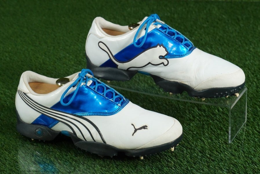 PUMA JIGG GOLF SHOES MENS 10, WHITE / BLUE ~ 185320 02