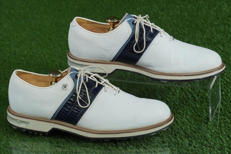 FOOTJOY PREMIER SERIES GOLF SHOES MENS 10.5M, WHITE / NAVY ~ 54269