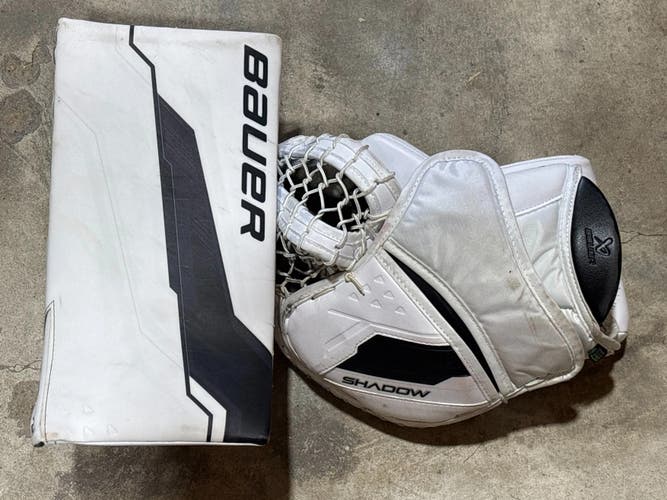 Senior Bauer Supreme Shadow Goalie Glove w/ Hyperlite 2 Blocker Skinned as Supreme Shadow (Portillo)