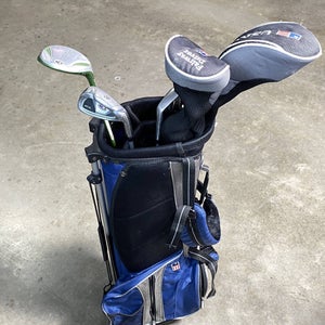 U.S. Kids Golf WT-15 Club Set Driver 3W 5H 6&8 PW SW 57" Green Junior RH HC +Bag