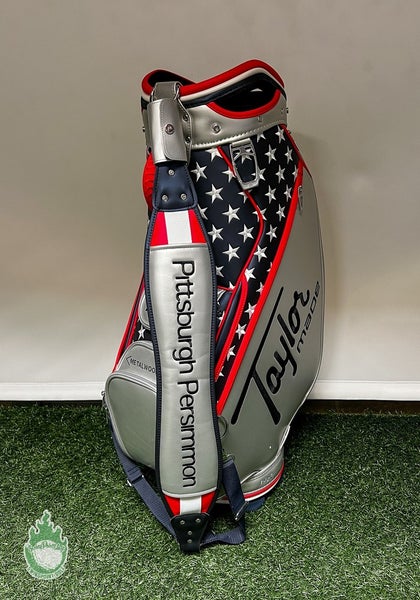 Used Taylormade 2025 Heritage Staff Bag 6 Dividers Red/Silver/Blue W/Rainhood