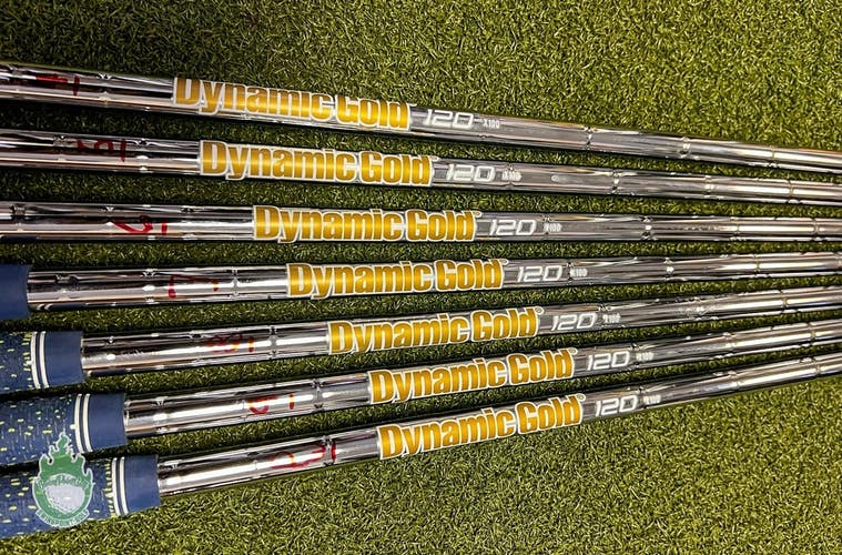 Used Dynamic Gold X100 120g 4-PW Extra Stiff Flex Steel Iron Set Shafts