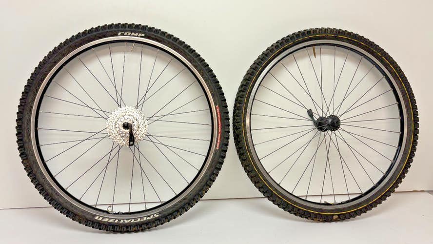 Mavic X 221 9-Spd Black Aluminum 26" Wheelset Specialized Stout Hubs +Tires