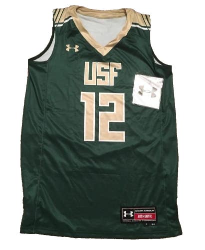 Under Armour Women's Medium USF Bulls ArmourFuse Basketball Jersey Green UJJELW