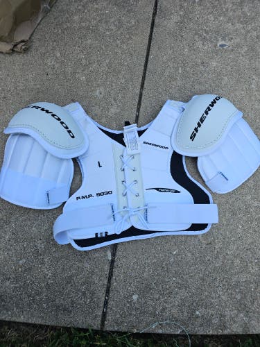 Large Senior Sher-Wood P.M.P. 5030 Shoulder Pads (Used)