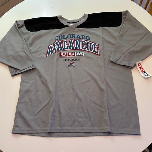 CCM Colorado Avalanche Practice Jersey - Gray/Black - Adult Large - NEW with retail tags