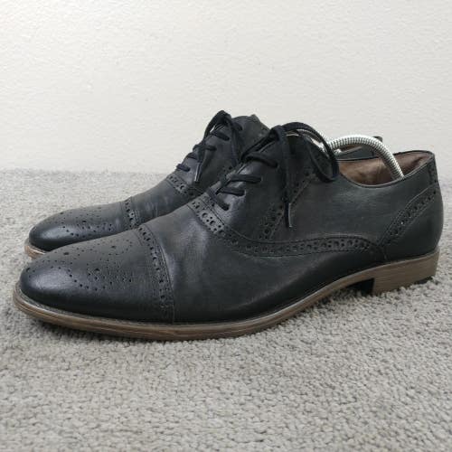 Aston Grey Crocket Mens Size 11 Wingtip Oxford Dress Shoes Black Leather Lace Up