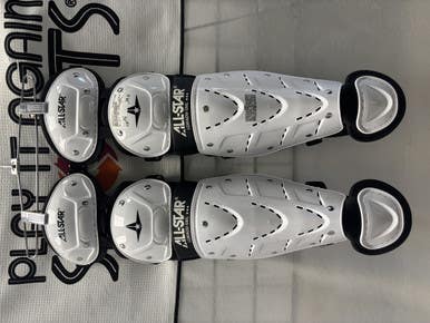 Used All Star ADULT Catchers Leg Guards White Youth 11490-S000265667