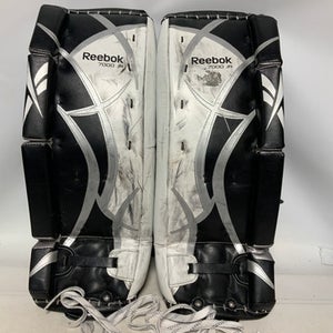 Used Reebok 7000 JR 24+1 Goalie Leg Pads Youth White And Black 24" 11823-S000034117