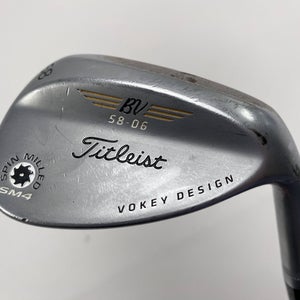 Titleist Vokey Spin Milled SM4 Chrome Wedge 58* 6 Bounce Wedge Steel Mens RH