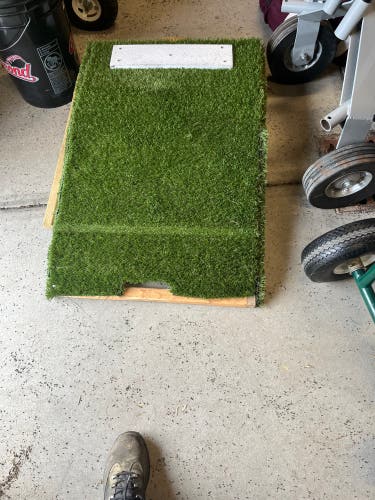 (New) Home made 3 ft long by 2 ft wide turf pitchers mound W/ wheels and handle