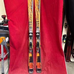 Skis: Nordica Hot Rod skis, 170cm
Bindings: Marker 
Binding Range: 280-380mm
All Mountain, 84 underf