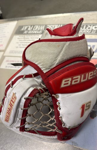 Bauer Supreme 1S (Used) White Senior Regular catcher catch glove SR adult ice hockey goal goalie