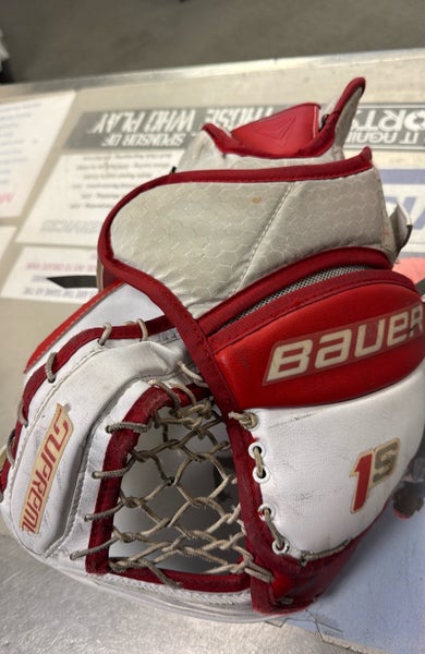 Bauer Supreme 1S (Used) White Senior Regular catcher catch glove SR adult ice hockey goal goalie