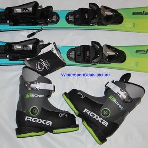 NEW ELAN pinball 70cm kids skis with bindings  + Roxa Sonic ski boots 15.5 mondo