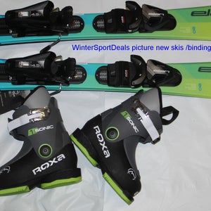 NEW ELAN pinball 80cm kids skis with bindings  + Roxa Sonic ski boots 15.5 mondo