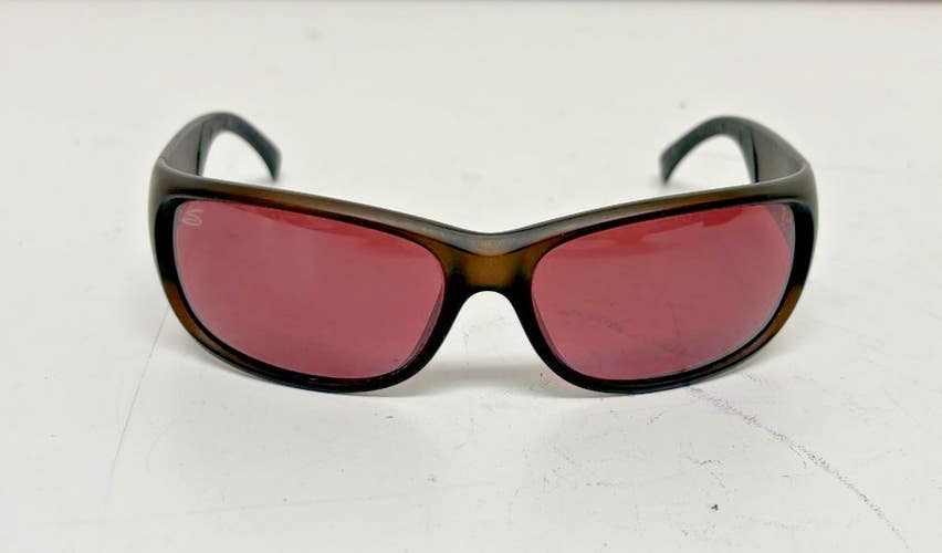 Serengeti Bocca Brown Plasti Wrap Sunglasses Polarized Rose Lenses GREAT