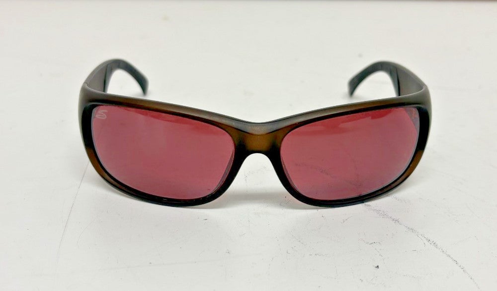 Serengeti Bocca Brown Plasti Wrap Sunglasses Polarized Rose Lenses GREAT