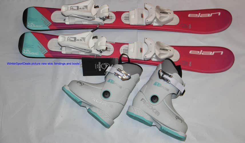 NEW 70cm kids girls Skis ELAN size adjustable bindings + Roxa Jade 15.5 mondo boots 2026