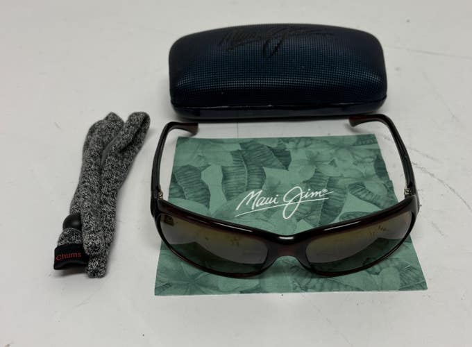 Maui Jim MJ-189-26 Lagoon Brown Plastic Polarized Amber Lens Sunglasses GREAT
