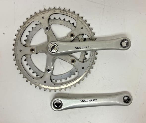 Vintage Sugino RT 165mm 52/42 Silver Aluminum Road Bike Double Crankset GREAT