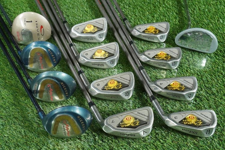 WILSON DYNA POWER II 13pc. MENS GOLF SET 3-PW,1W,3W,7W,9W,PUTTER REGULAR RH