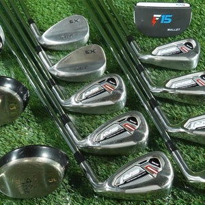 MENS FULL CUSTOM GOLF SET 13pc. ACER 4-SW, F15 1W, PUTTER, SNAKE EYES VIPER F-15