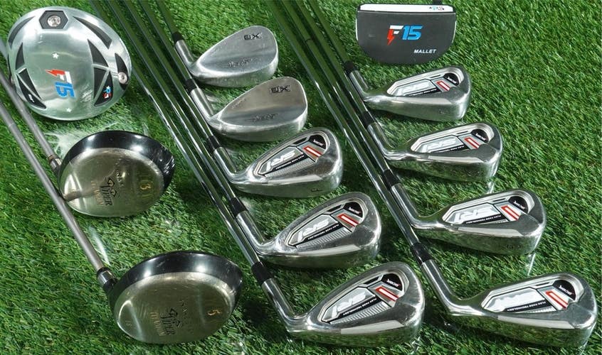 MENS FULL CUSTOM GOLF SET 13pc. ACER 4-SW, F15 1W, PUTTER, SNAKE EYES VIPER F-15