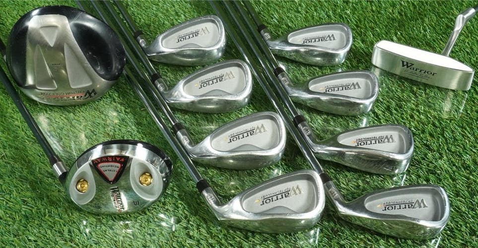 WARRIOR GOLF CUSTOM 11pc. MENS GOLF SET 3-PW, 1W, 3W, PUTTER RH ~ WOW!!