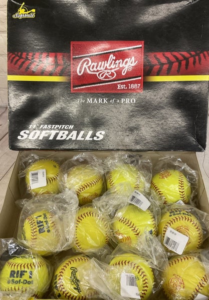 Rawlings One Dozens 11" Fastpitch Softballs PolyX Core RIF 1 Sof Dot Ball Yellow