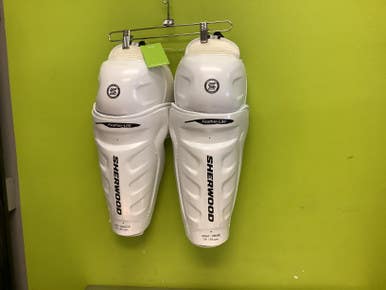 Used Sher-wood FEATHER LITE Senior Shin Guards White 14" 11686-S000045557