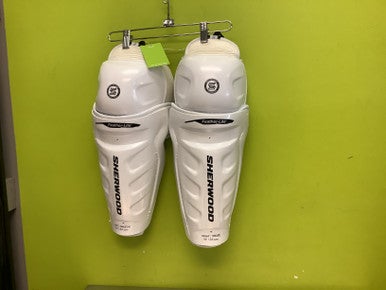 Used Sher-wood FEATHER LITE Senior Shin Guards White 14" 11686-S000045557