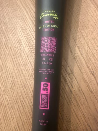 2026 Combat MFG Spec A1 Alloy BBCOR Certified Bat (-3) 28 oz 31" (Used)
