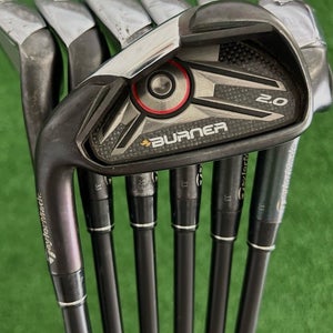 LH Taylormade Burner 2.0 Black Iron Set 5-A / Superfast 65 M Flex Senior