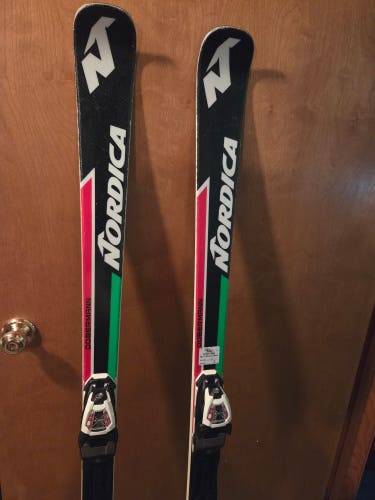 Racing Nordica Dobermann GSJ Skis With Bindings Max Din 10 (Used)