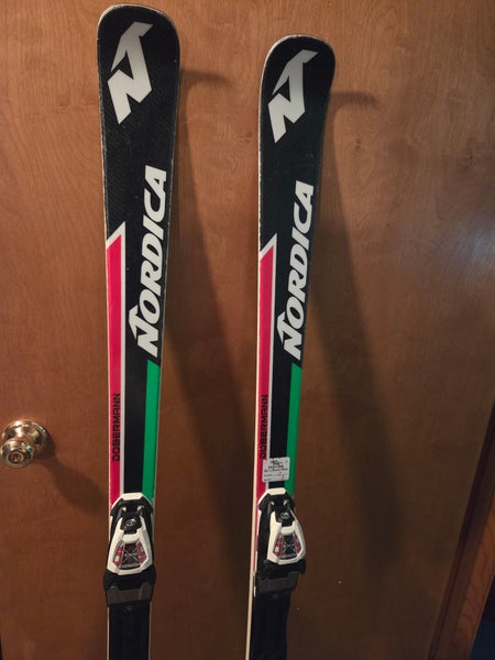 Racing Nordica Dobermann GSJ Skis With Bindings Max Din 10 (Used)