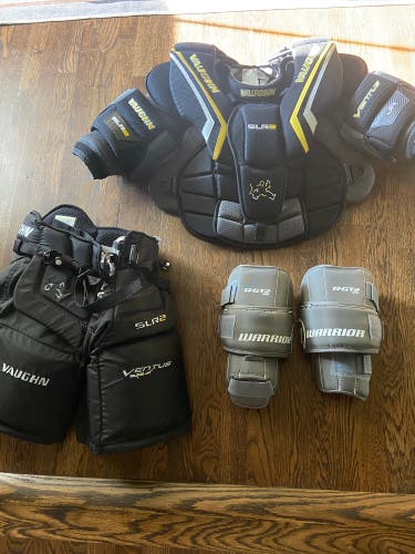 Vaughn Ventus SLR2 Goalie Chest Protector, Vaughn Ventus SLR2 Goalie Pants, Warrior RGT2 Knee Pads