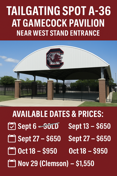 Gamecock Pavilion Tailgate Spot – A-36 DM ME