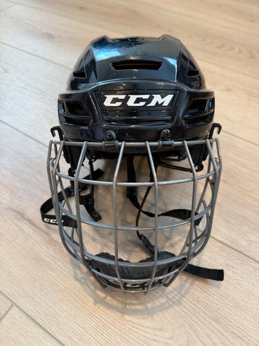 Large CCM Tacks 710 Helmet (Used), w/ large FM 680 cage