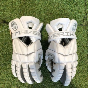 White Maverik Max Lacrosse Gloves 13" (Used)