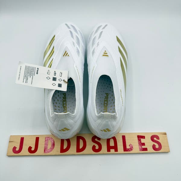 Adidas Predator Elite Laceless FG Soccer Cleats White Gold IF6448