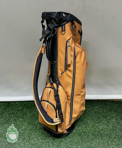Used Vessel Lux Carbon Leather Iron Brew 4-Way Golf Stand Bag Rainhood Included