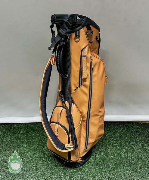 Used Vessel Lux Carbon Leather Iron Brew 4-Way Golf Stand Bag Rainhood Included