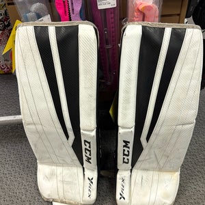 26" CCM YT FLEX (Used) White Youth Goalie goal ice hockey Leg Pads YTFLEX