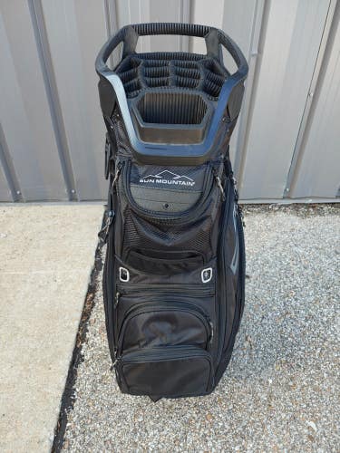 Sun Mountain C130 14-Way Golf Cart Bag w Raincover Cooler Pocket Black Nice