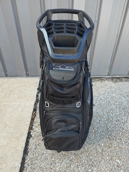 Sun Mountain C130 14-Way Golf Cart Bag w Raincover Cooler Pocket Black Nice