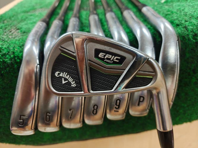 Callaway Epic Pro CF17 Golf Iron Set 4-PW,AW Stiff Flex KBS FLT 130 +.5 Inch