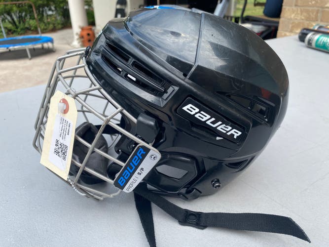 Black Small Bauer IMS 5.0 Helmet with Bauer Profile Cage(Used)